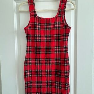 SHEIN Red Tartan Mini Dress